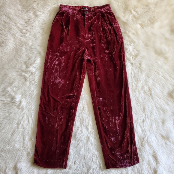 Madewell Red Velvet Tapered Pleat Pull-On Pants XS - Picture 3 of 15